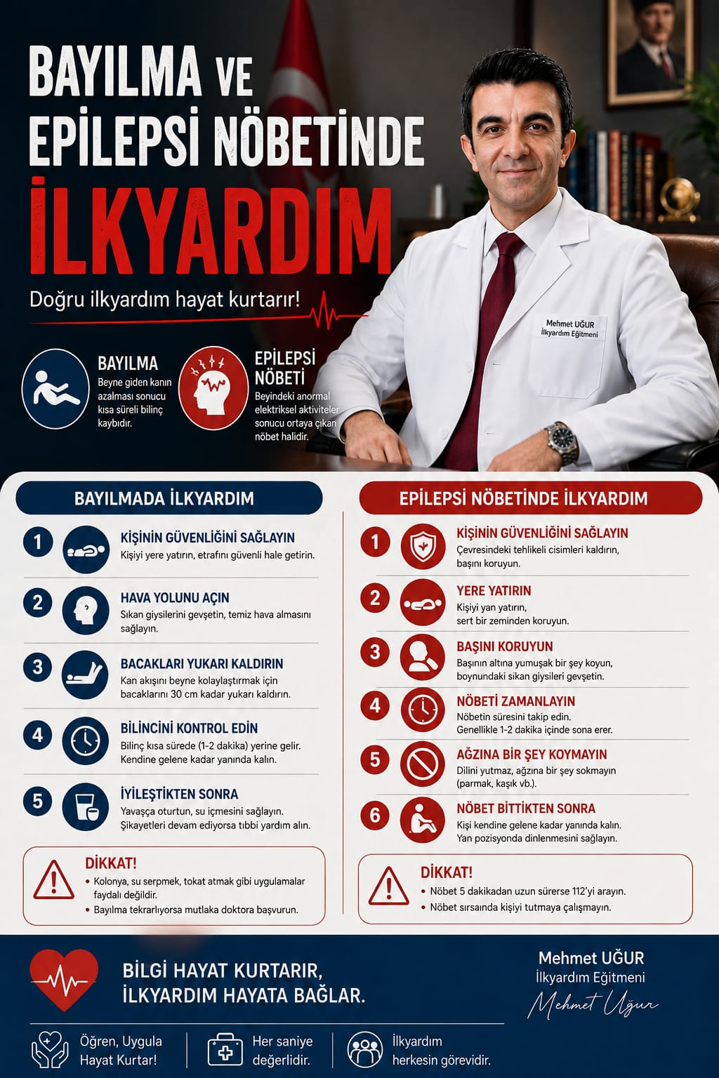 Bayılma ve epilepsi nöbetinde ilk yardım slaytı